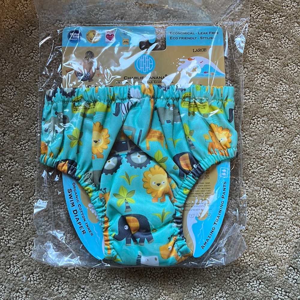 Charlie banana 2-in-1 swim diaper & training pants gone safari large